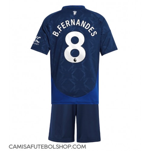 Camisa de time de futebol Manchester United Bruno Fernandes #8 Replicas 2º Equipamento Infantil 2024-25 Manga Curta (+ Calças curtas)